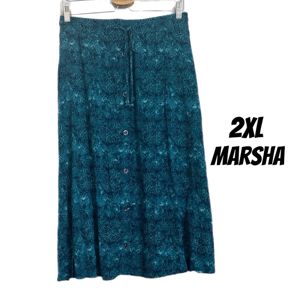 NWT 2XL MIDI SKIRT, Blue patterned, LuLaRoe Marsha
